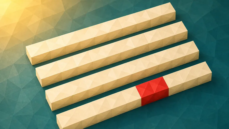 Low-Poly-Illustration: Wochenstreifen in Reihe — der kurze Terminblock auf dem vierten Wochenstreifen.