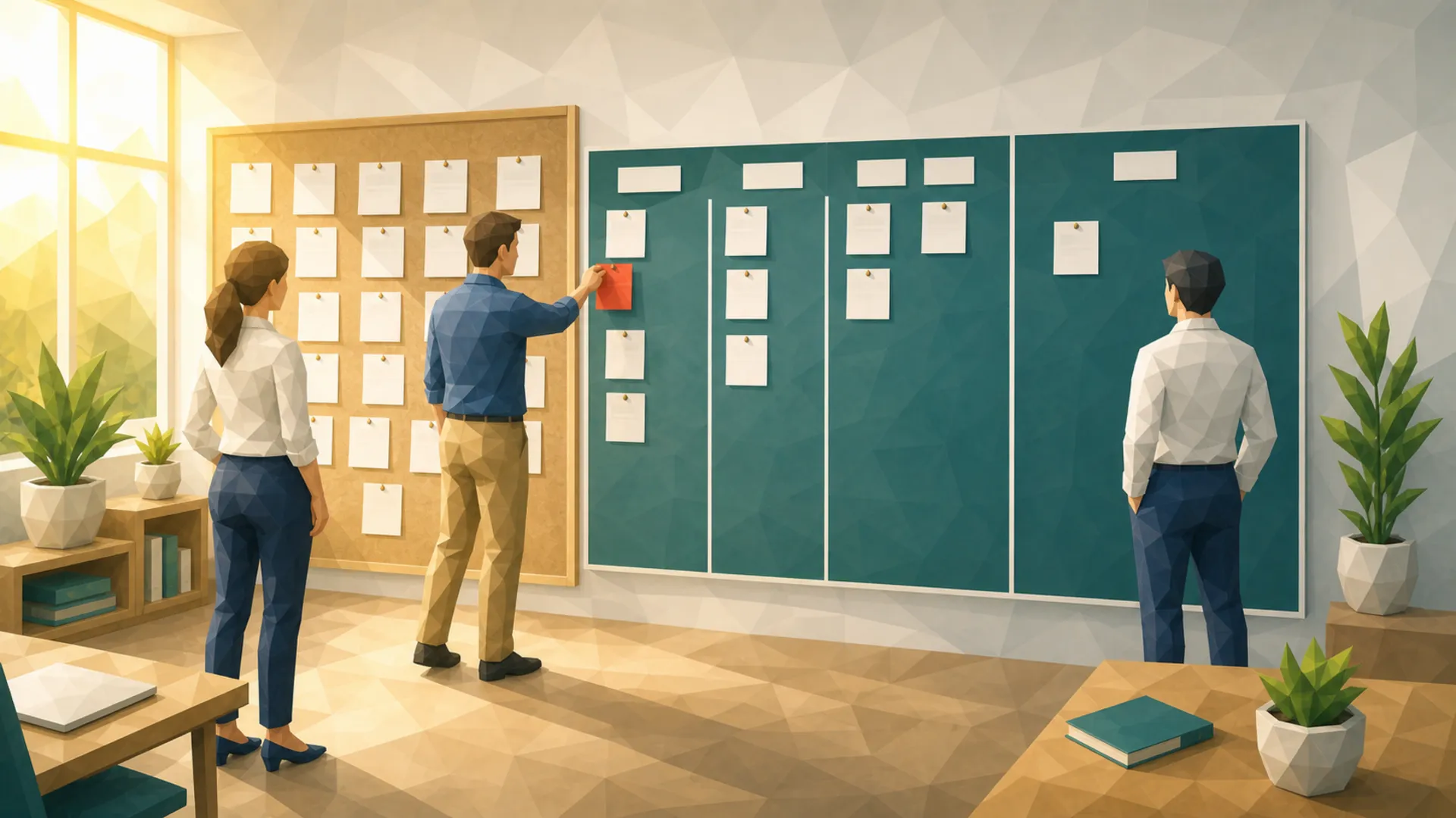 Person verschiebt eine rote Karte vom Backlog ins Sprint-Board