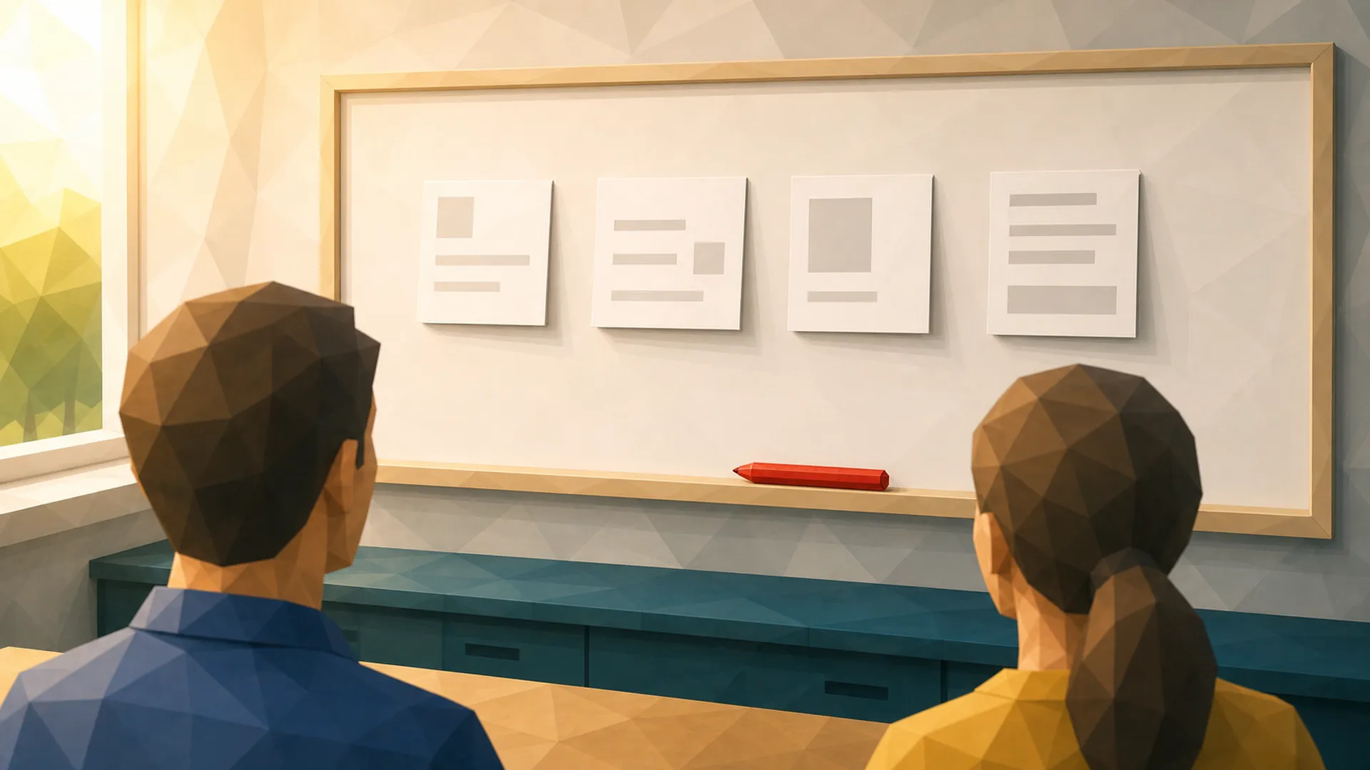 Product Owner schreibt eine User Story mit rotem Marker an ein Whiteboard