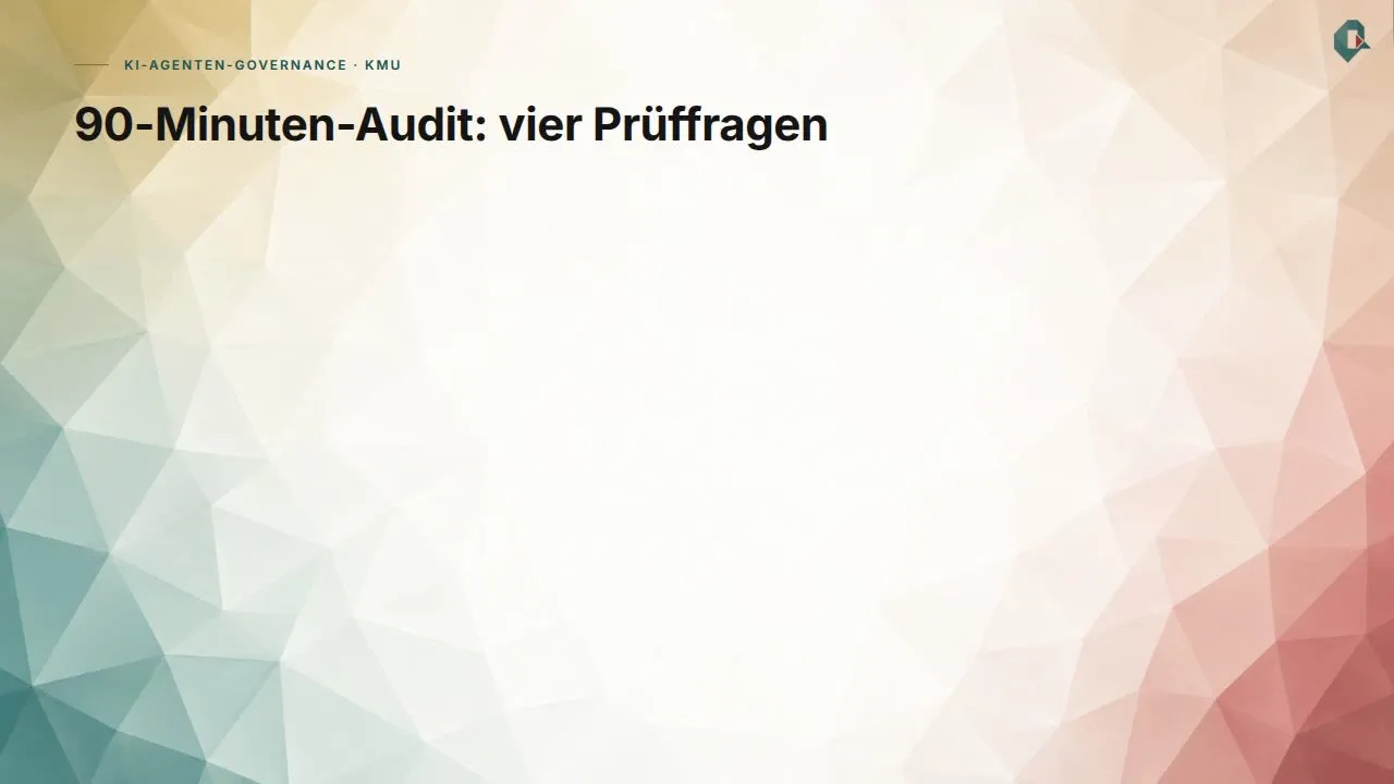 KI-Governance im Mittelstand: vier Prüffragen, 90 Minuten, alle vier Wochen.